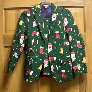 OppoSuits Kids Green Santa & Holiday Print Blazer